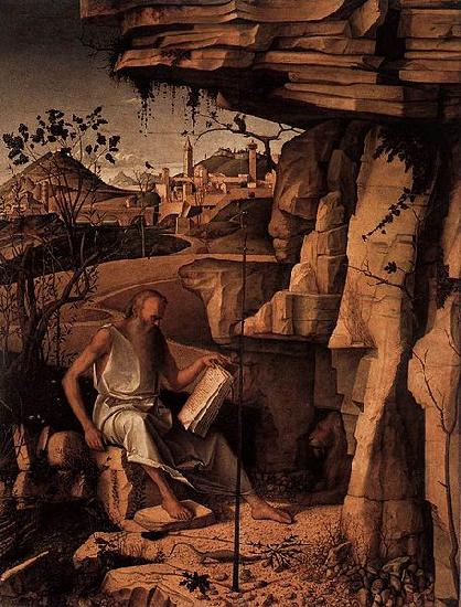 Giovanni Bellini St Jerome Reading in the Countryside oil painting picture